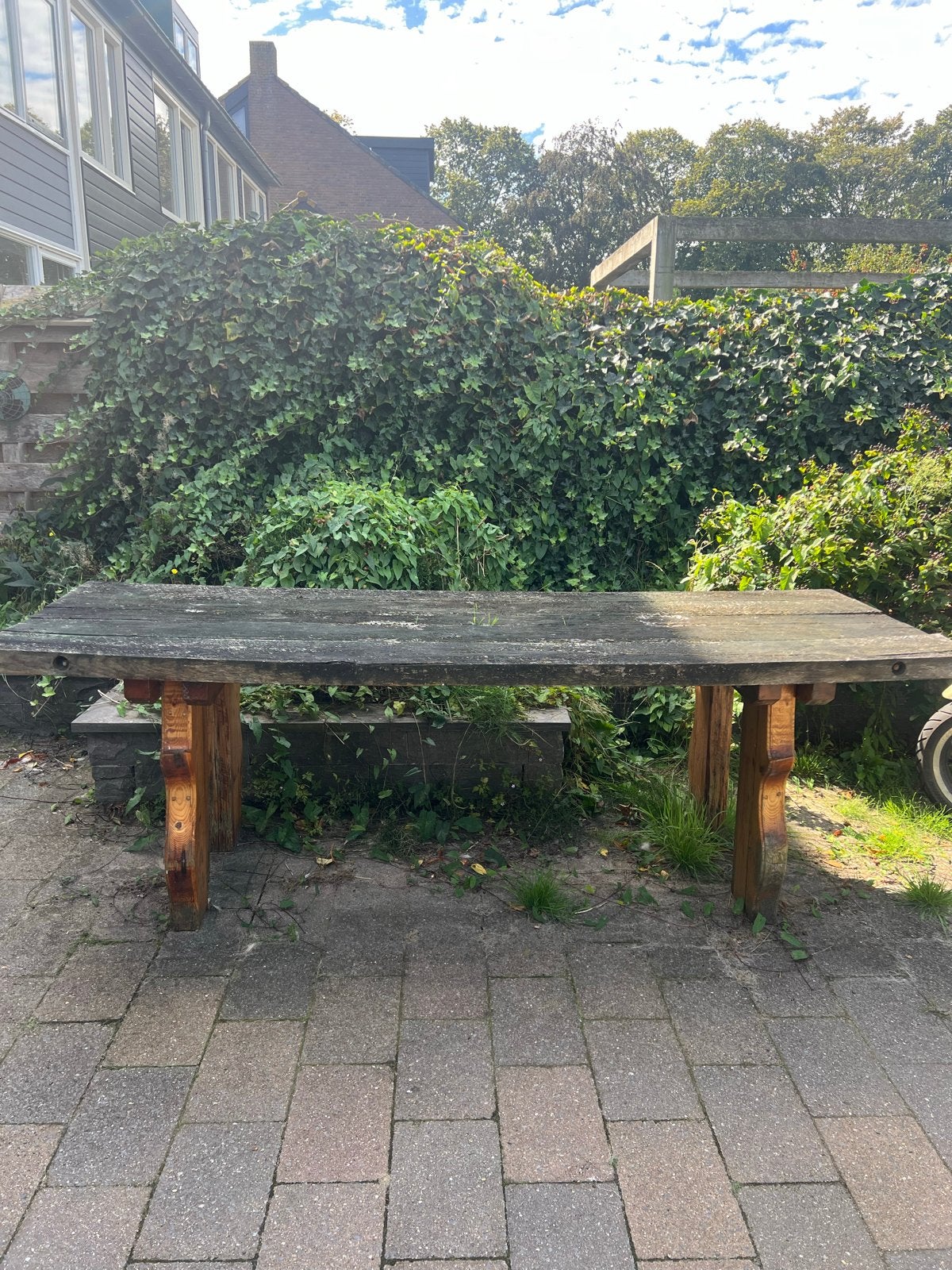 Gratis: Antieke houten tuintafel - Opknapper met potentieel, Ophalen, Gebruikt, Rechthoekig, Hout