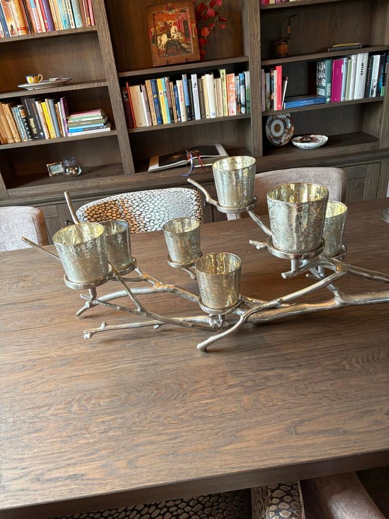 Colmore zilverkleurige tak kaarsenhouder, Huis en Inrichting, Woonaccessoires | Kandelaars en Kaarsen, Gebruikt, Kandelaar, 75 cm of meer