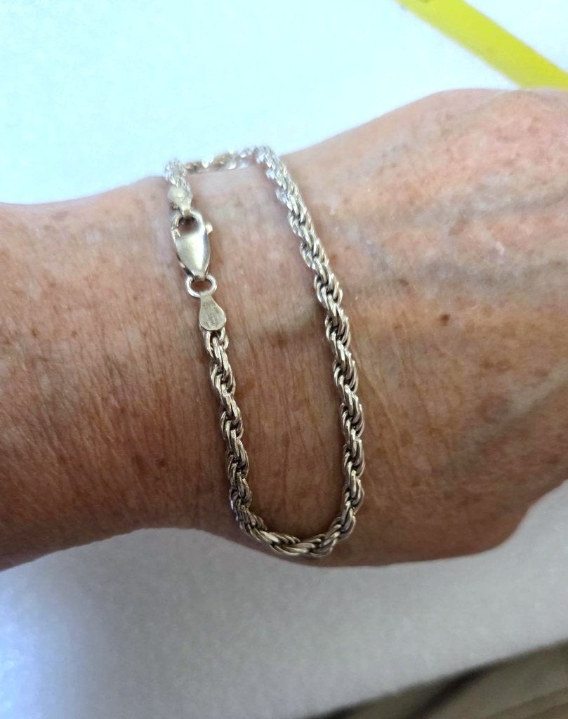 Mooie zilveren (925) GEDRAAIDE / ROPE / TOUW armband, Ophalen, Zo goed als nieuw, Zilver, Zilver