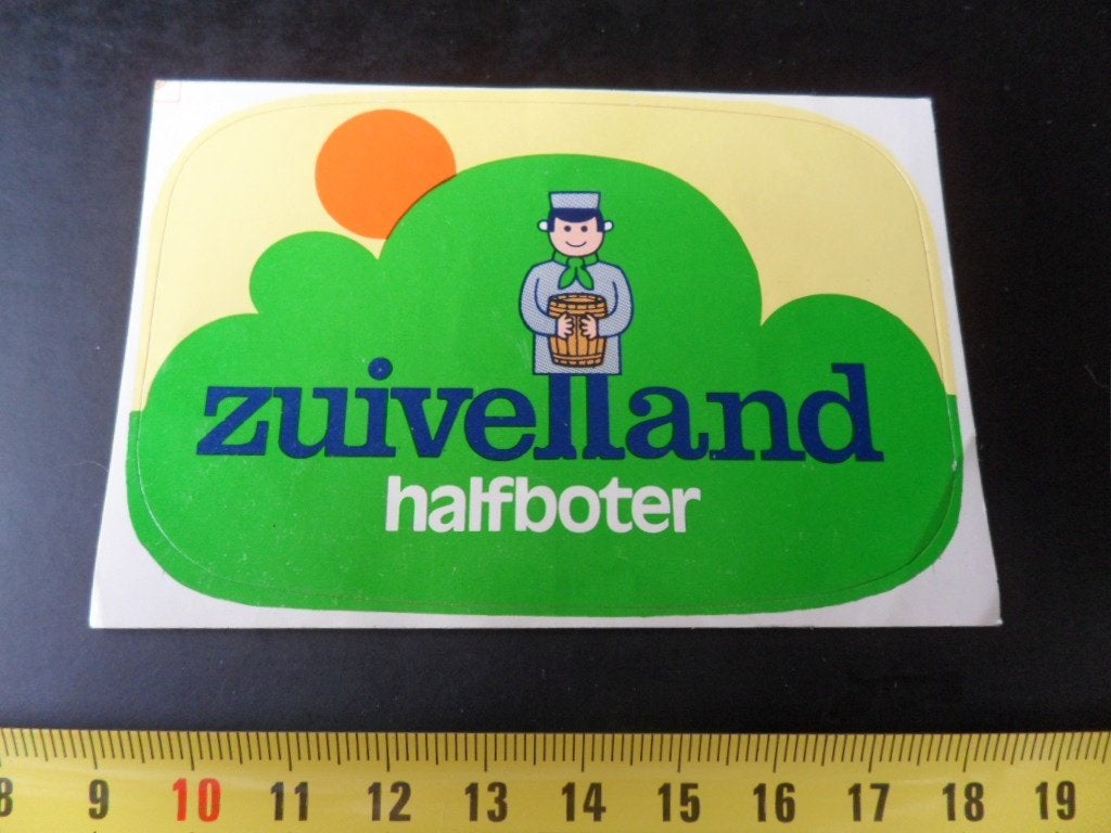sticker zuivelland halfboter logo boer boterton, Verzamelen, Stickers, Ophalen, Zo goed als nieuw