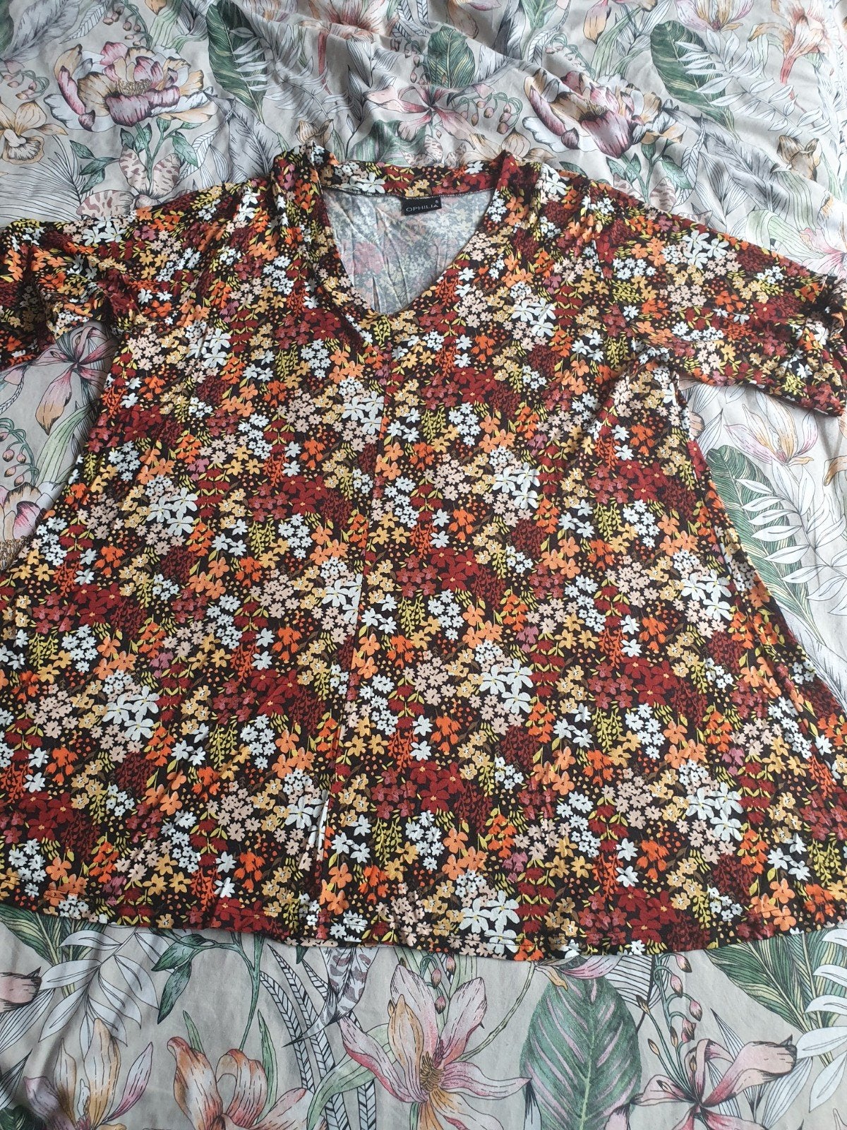 Zomerse Ophilia Tuniek Maat 5 (50/52) met Bloemenprint, Kleding | Dames, Overige kleuren, Blouse of Tuniek, Ophalen of Verzenden