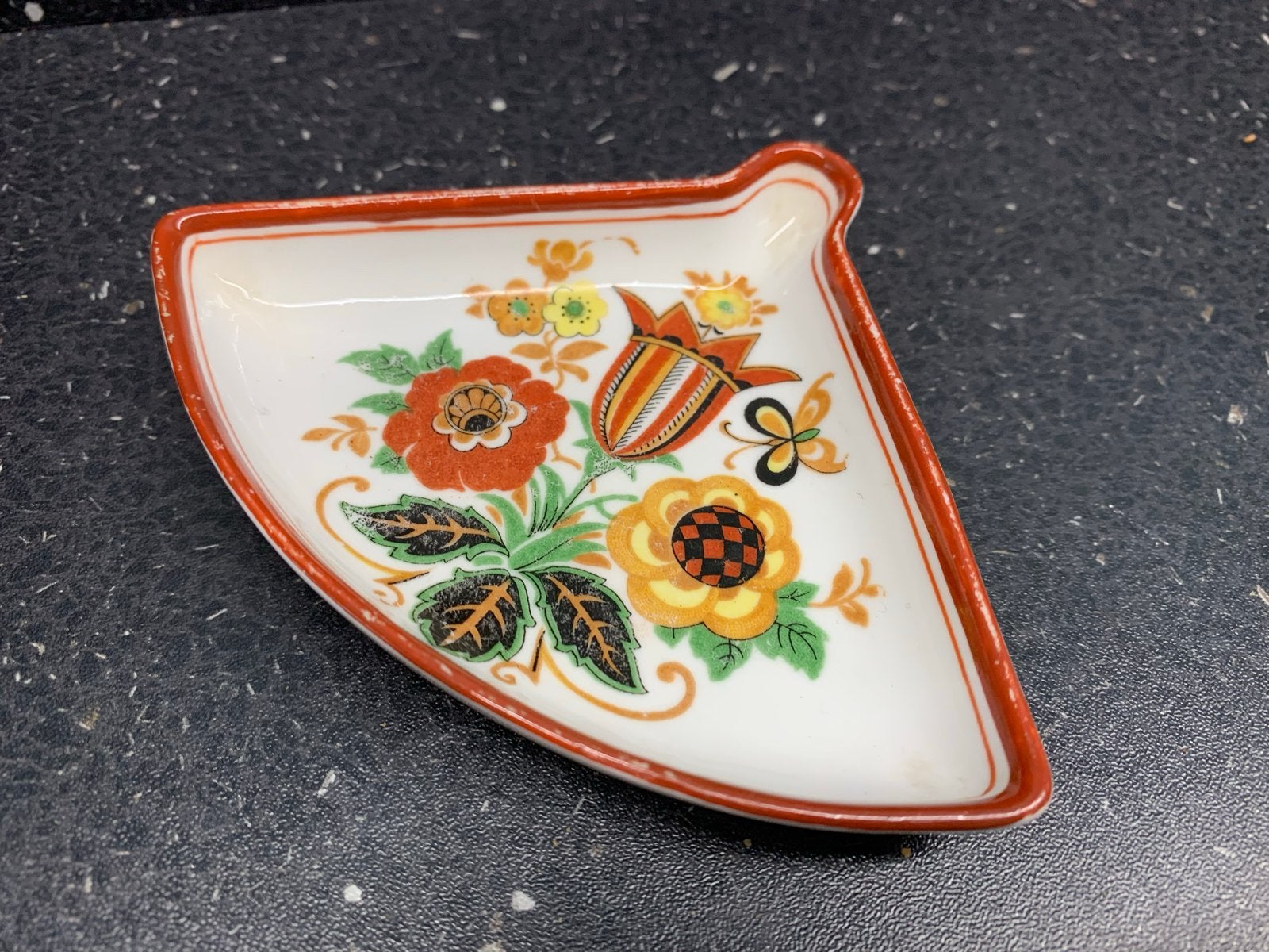 Vintage Hongaarse porseleinen asbak/schaaltje met bloemen, Ophalen of Verzenden