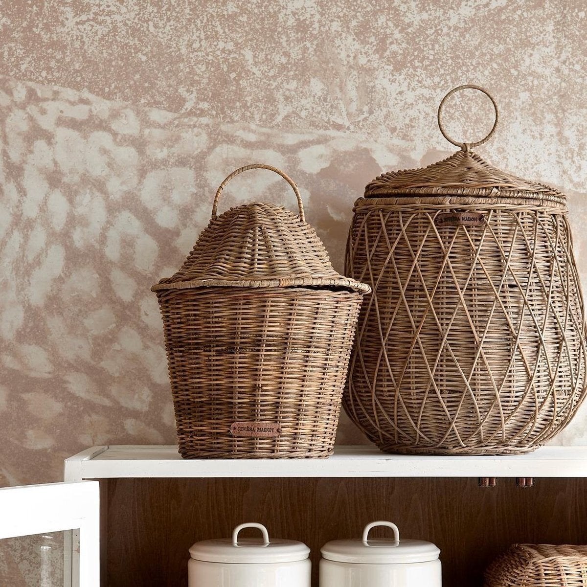 2 rivièra maison  rustic rattan baskets, Huis en Inrichting, Ophalen of Verzenden