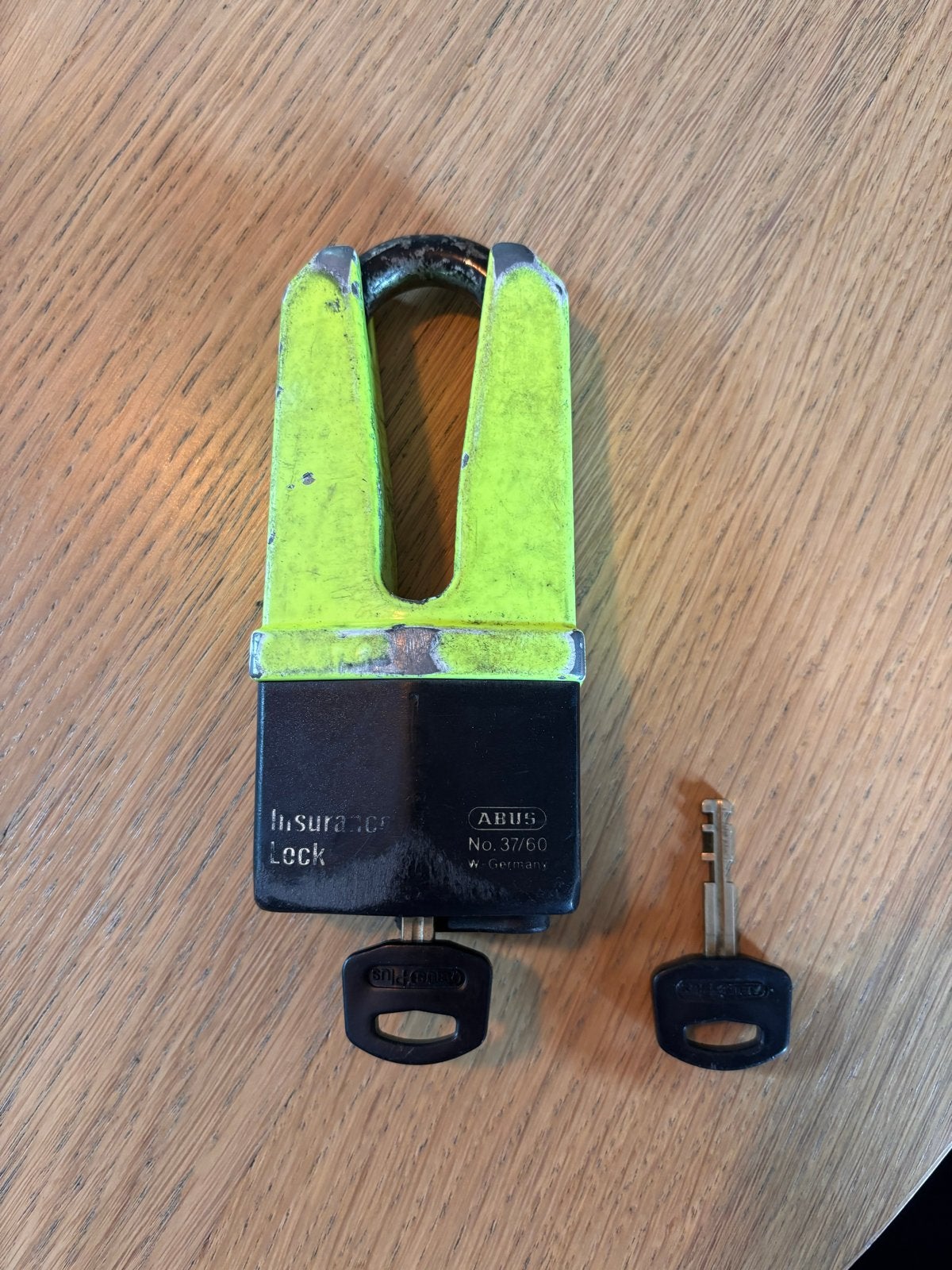 ABUS Insurance Lock schijfremslot No. 37/60 - Zwaar Hangslot, Ophalen, Gebruikt