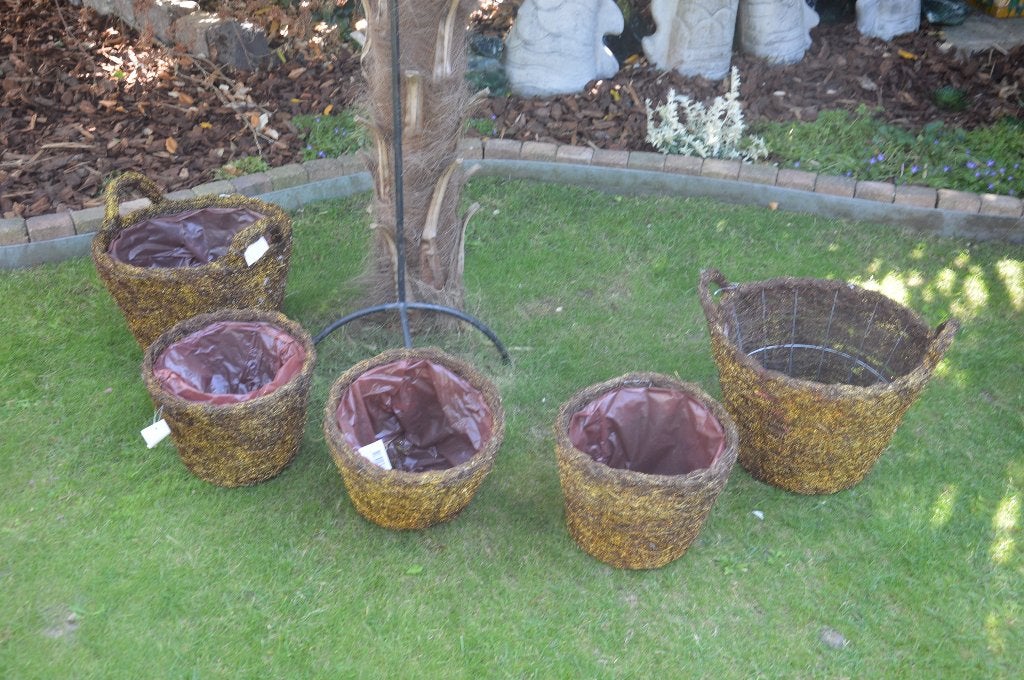 5 kerstmanden / potten van gevlochten Salim hout/ twijgen, Ophalen of Verzenden, Zo goed als nieuw