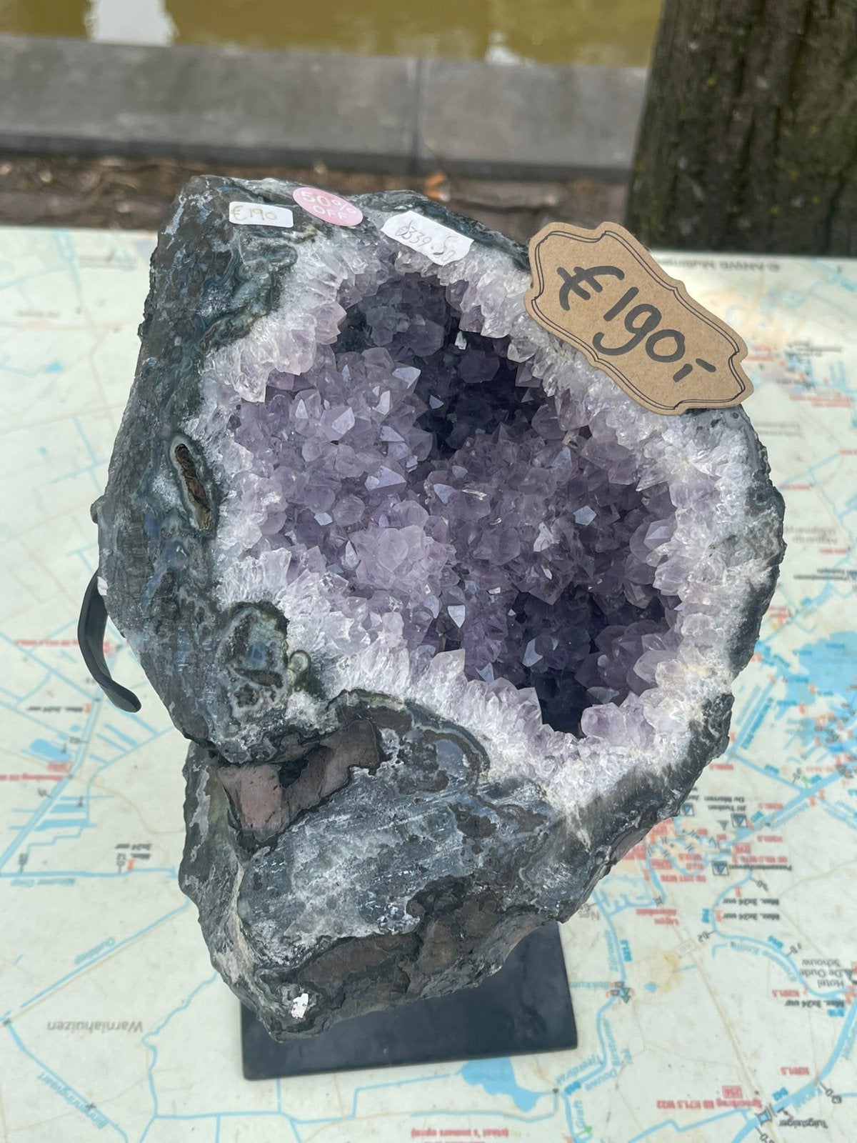 Amethist cluster op standaard, Ophalen of Verzenden
