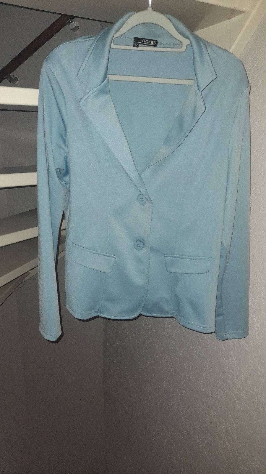 Lichtblauwe blazer, Kleding | Dames, Ophalen of Verzenden, Zo goed als nieuw, Maat 38/40 (M), Blauw