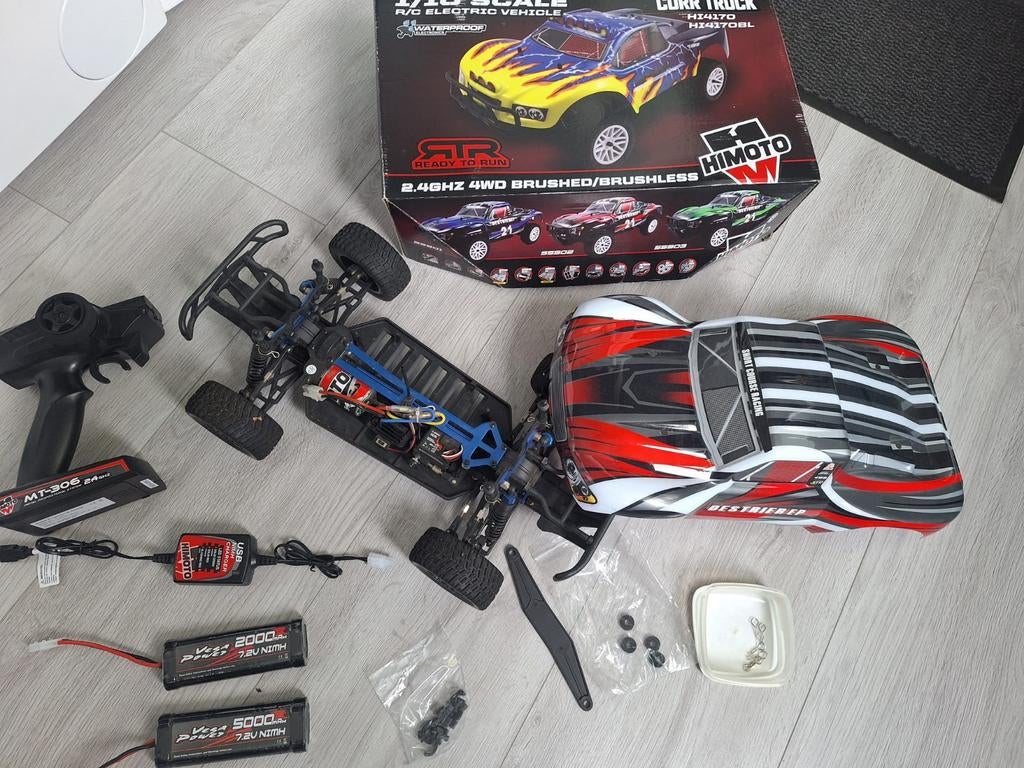 Complete Himoto 1:10 RC Short Course Truck (4WD) + 2Accu's!, Elektro, Auto offroad, Ophalen of Verzenden, Zo goed als nieuw