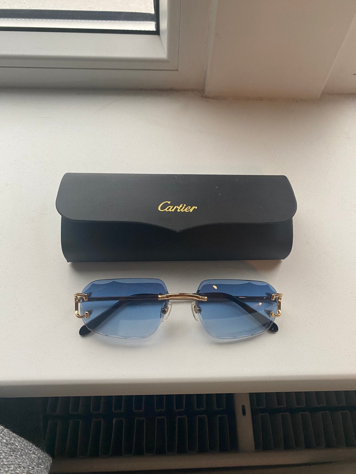 Cartier zonnebril blauw glas, Overige merken, Blauw, Ophalen of Verzenden, Zo goed als nieuw