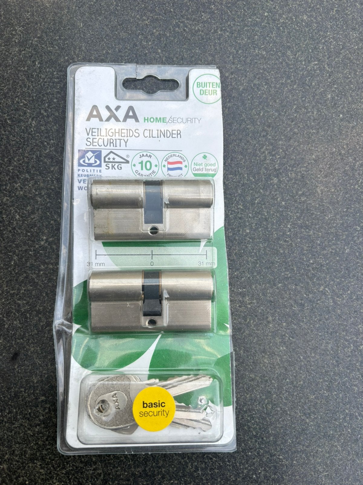 AXA dubbele veiligheidscilinder set 2 stuks 31-31mm, Ophalen of Verzenden, Zo goed als nieuw, Slot