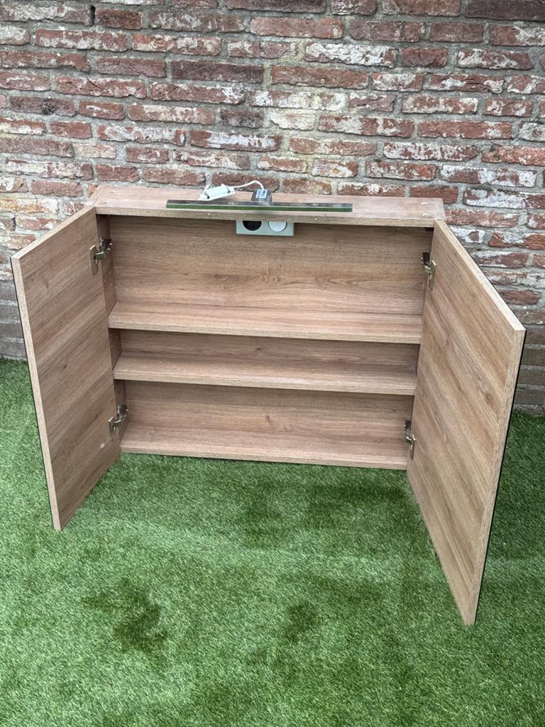 Spiegelkast badkamer bruin, Ophalen, Spiegelkast, 50 tot 100 cm, Zo goed als nieuw