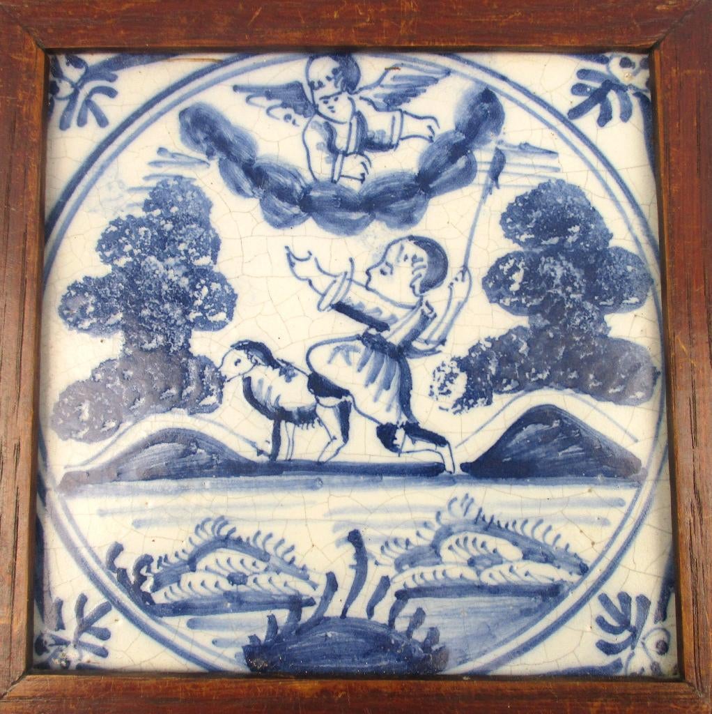 antieke bijbelse tegel 18e eeuw, Antiek en Kunst, Antiek | Wandborden en Tegels, Ophalen of Verzenden