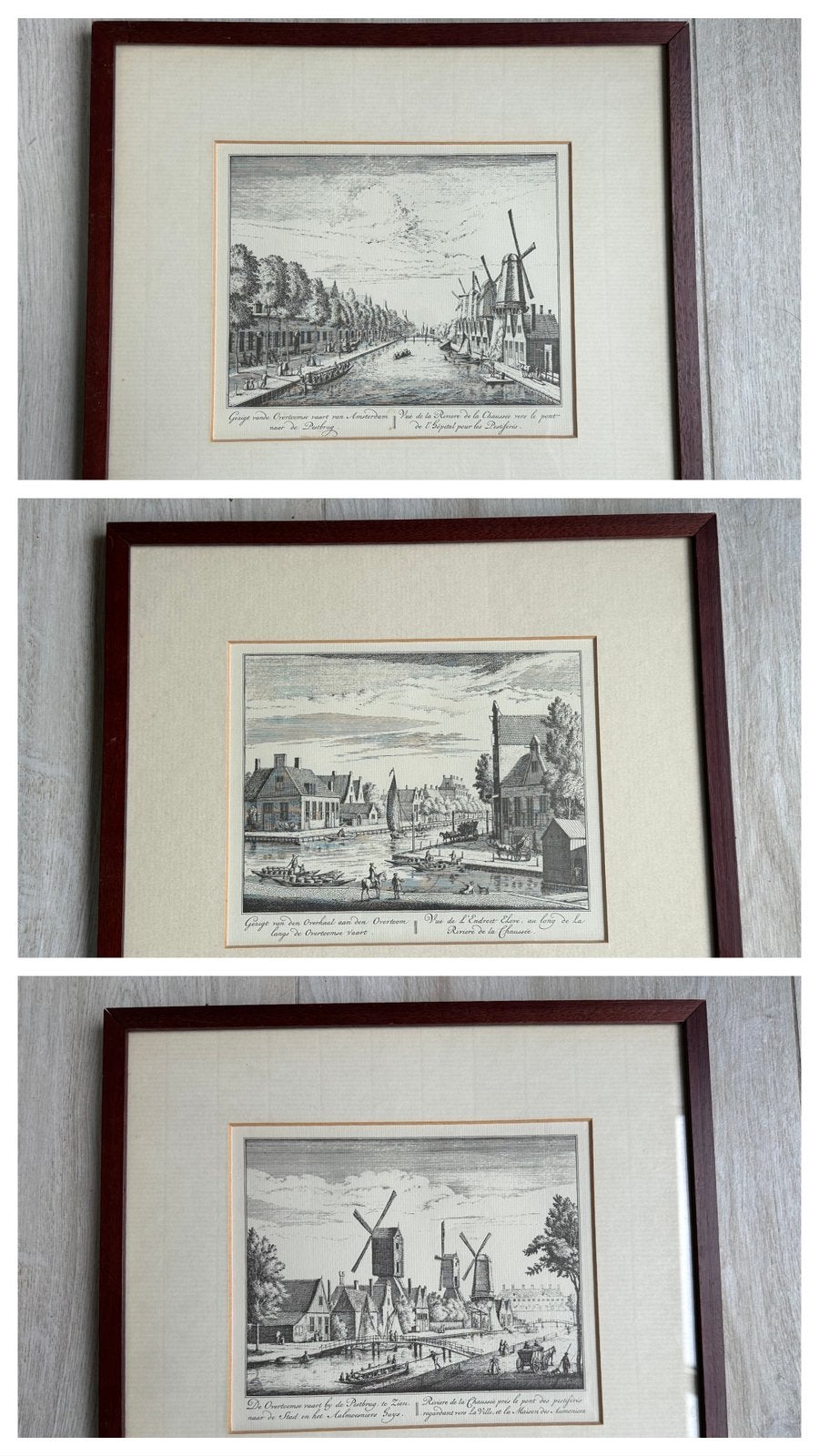 Antiek Abraham Rademaker gravures Overtoom Thema 3x, Antiek en Kunst, Ophalen of Verzenden