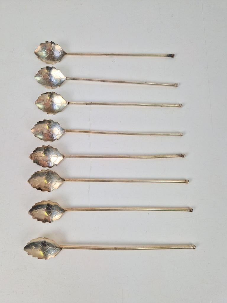 Set van 8 verzilverde cocktail lepels denmark, N, Ophalen of Verzenden, N, Los bestek