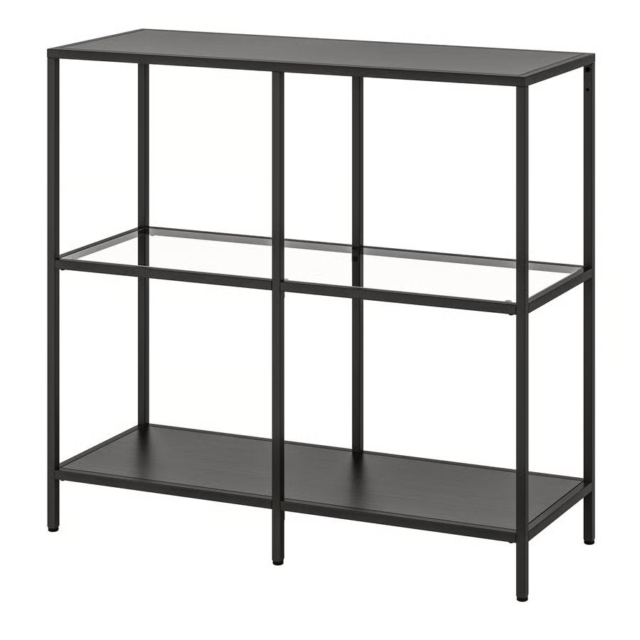 Ikea Vittsjo stelling kast zwart metaal glas, Huis en Inrichting, Kasten | Stellingkasten, Ophalen, Zo goed als nieuw