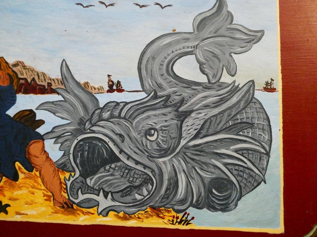 Hindeloopen dienblad serveerblad met Jonas Jona en de walvis, Antiek en Kunst, Ophalen of Verzenden