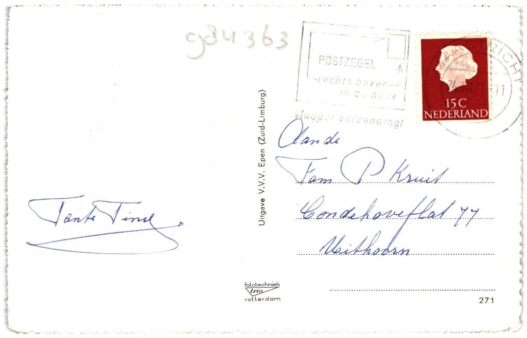 984363 Epen 1971 Limburg Hoeve Vernelsberg Gelopen, Ophalen of Verzenden, 1960 tot 1980, Gelopen, Limburg