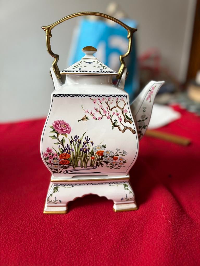 Franklin Mint theepot “Vogels en Bloemen uit het Oosten, Antiek en Kunst, Antiek | Porselein, Ophalen