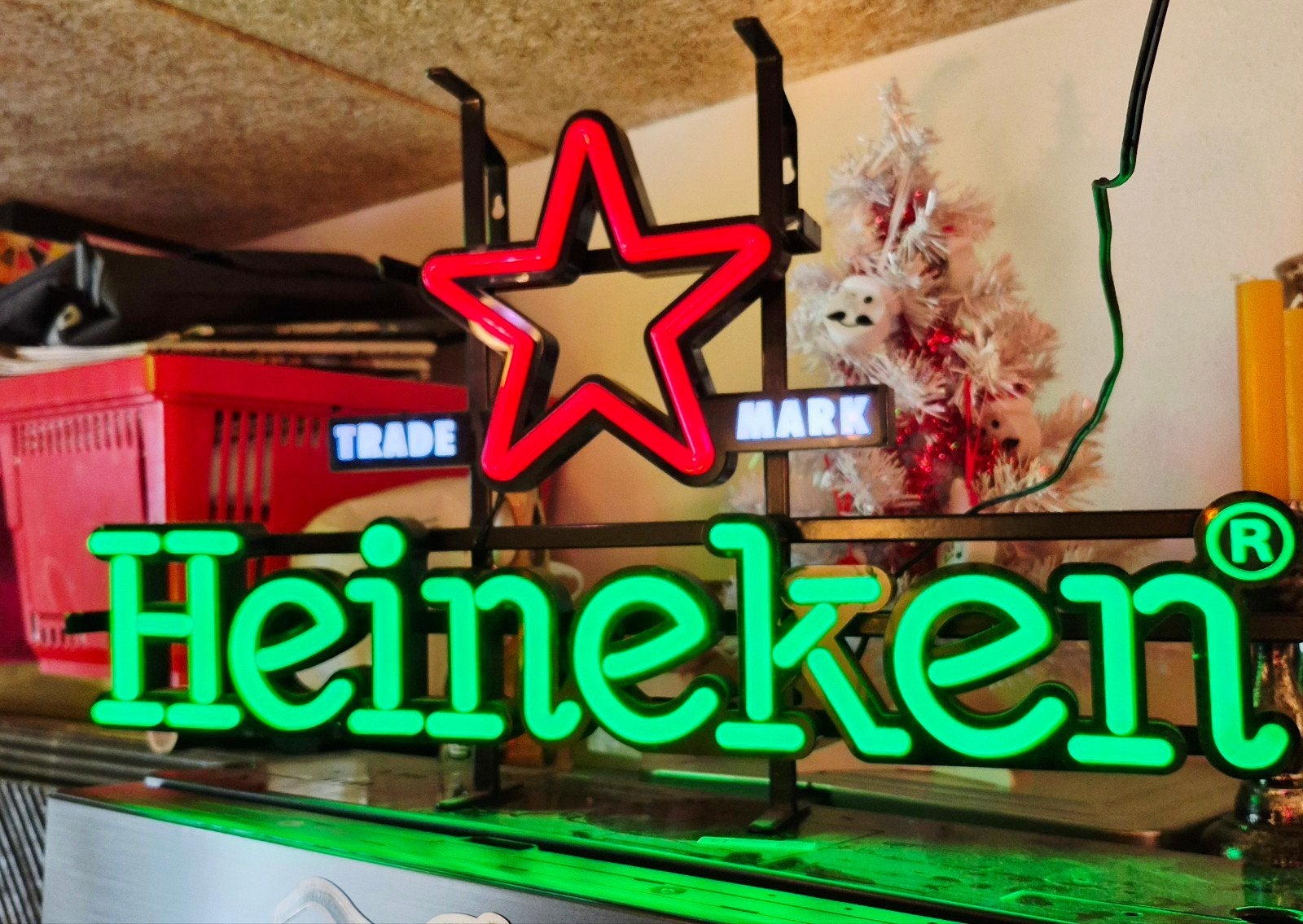 Originele reclameverlichting Heineken bier, Ophalen, Zo goed als nieuw, Heineken