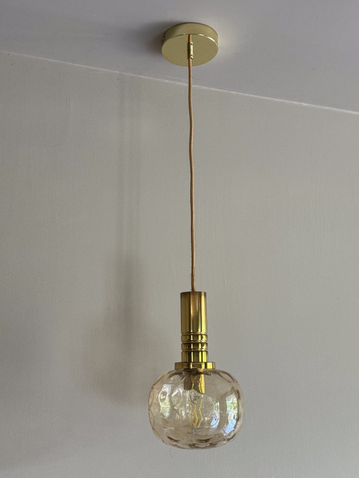 2 unieke stuks Vintage Amber glas lampen 60’ s Peill Putzler, Ophalen of Verzenden