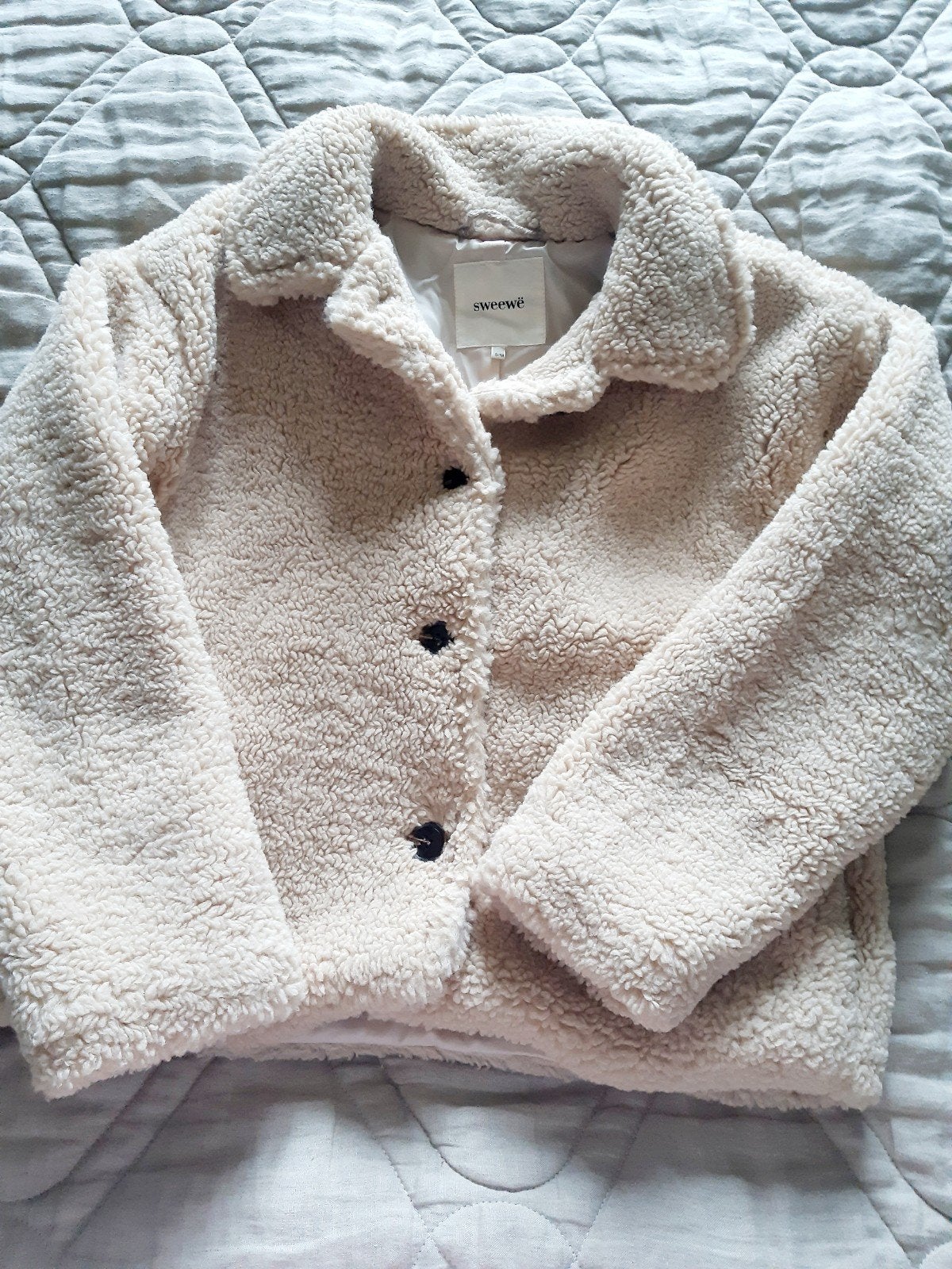 warme teddy jas crème kleur maat s/m, Ophalen of Verzenden, Zo goed als nieuw, Maat 38/40 (M), Beige
