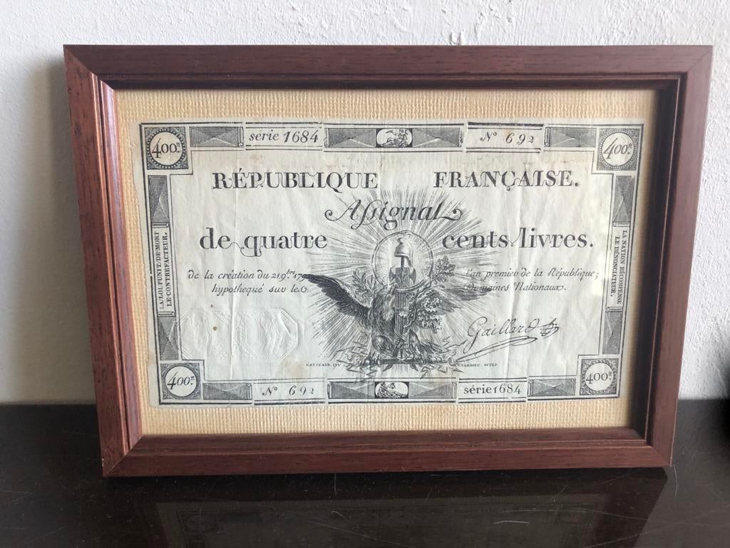 Historisch Frans Assignat - 400 Livres (1792), Ophalen, Frankrijk, Los biljet