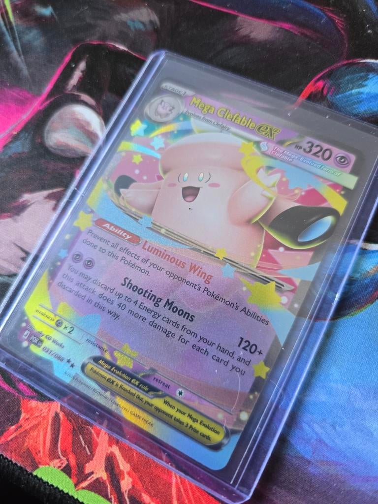 Mega Clefable EX Pokémon Kaart - Full Art, Ophalen of Verzenden, Zo goed als nieuw, Losse kaart, Foil