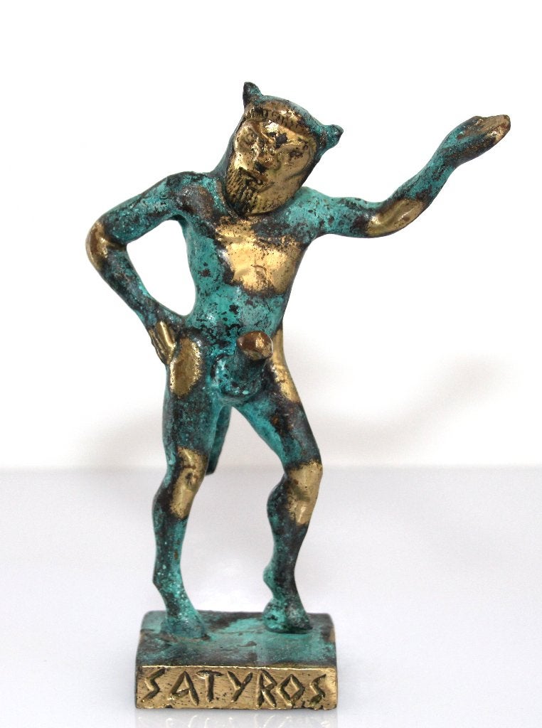 Schitterend Grieks Erotisch Bronzen Beeld Sater Faun Pan, Ophalen of Verzenden
