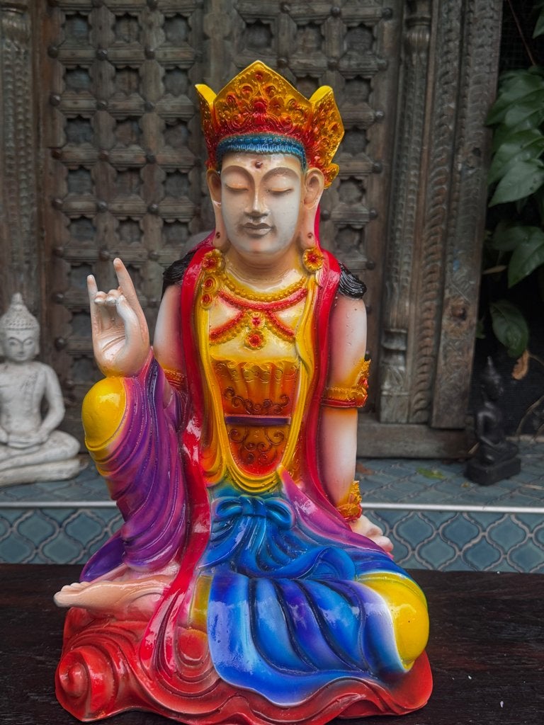 Bodhisattva boeddha massief polyester handbeschilderd Bali, Verburgt Vintage, Nieuw, Ophalen of Verzenden, https://verburgtvintage.nl/#contact