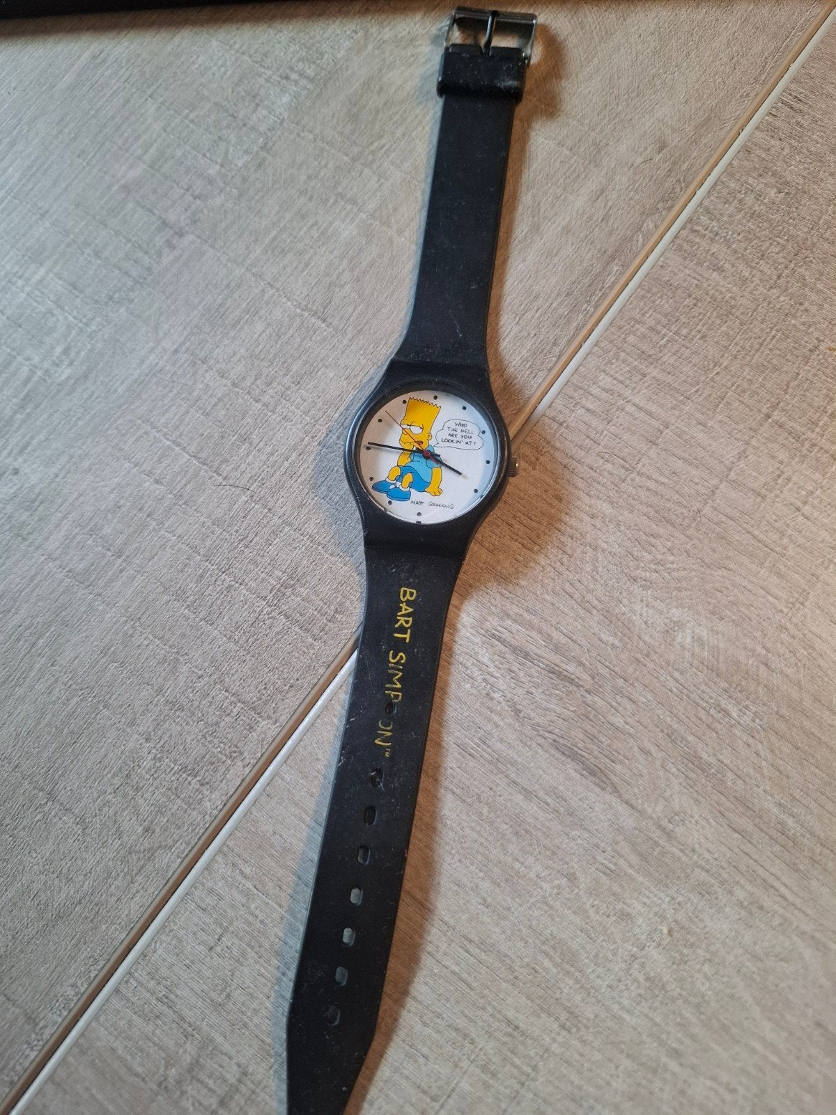 Vintage The Simpsons Bart Simpson horloge 1991, Ophalen of Verzenden, Gebruikt, Zwart, Jongen of Meisje