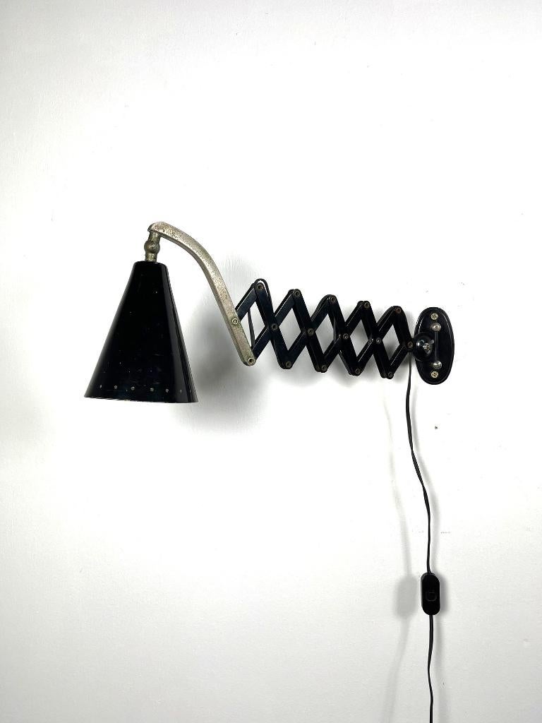 scissor wandlamp, H. Busquet voor Hala Zeist, jaren 1950., Ophalen of Verzenden, Gebruikt