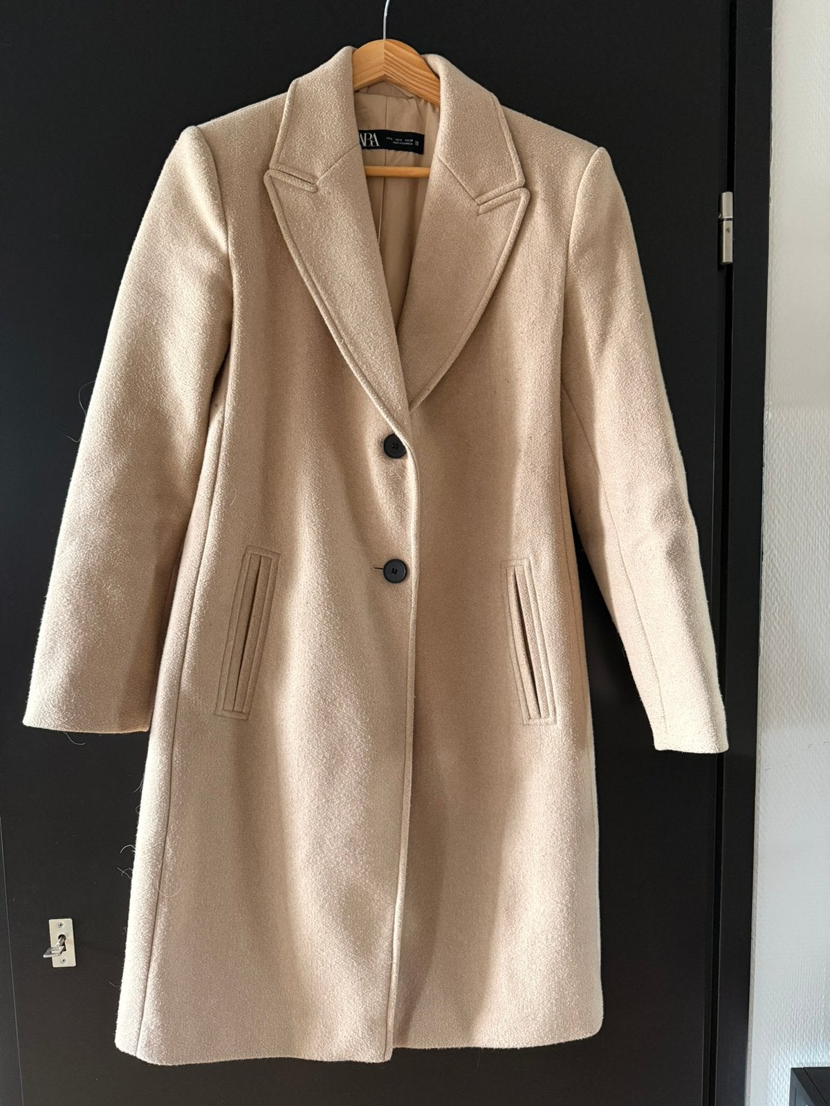 Zara beige mantel | maat S., Ophalen of Verzenden, Zo goed als nieuw, Maat 38/40 (M), Beige