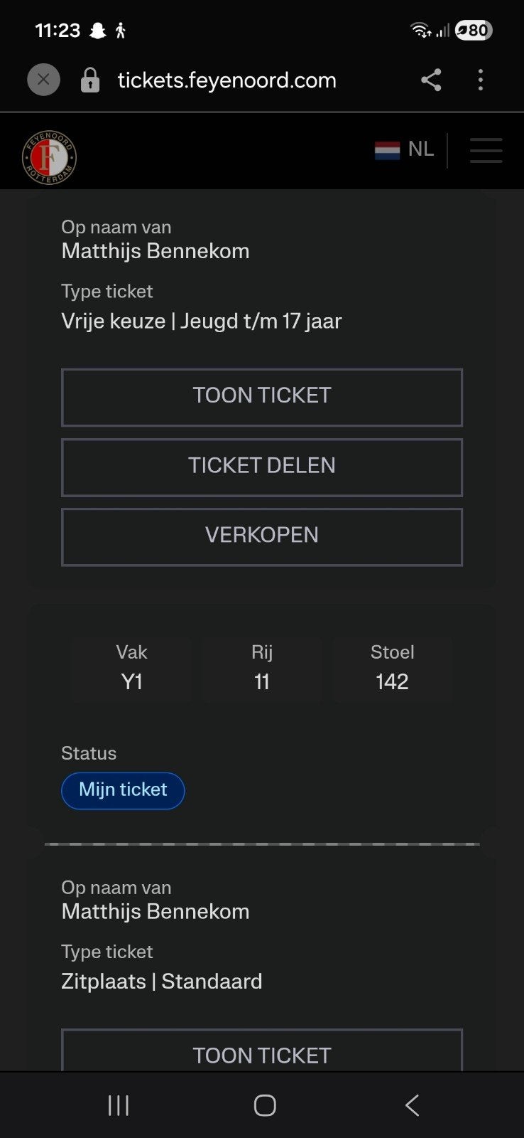 Feyenoord - Atalanta bc, Eén persoon