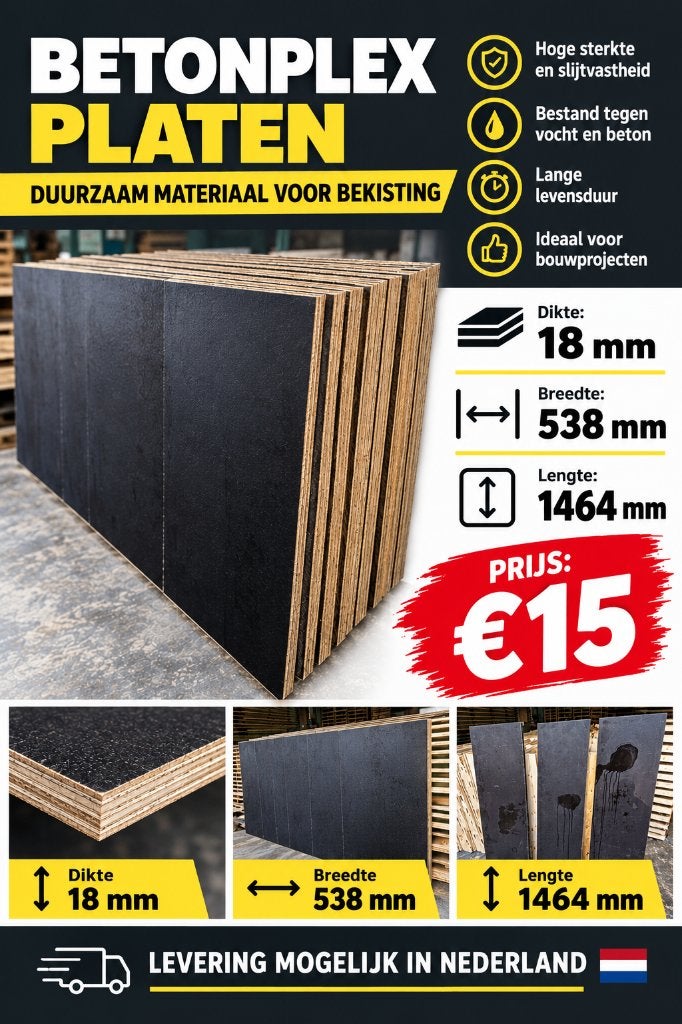 Betonplex platen 18mm dik - Diverse afmetingen, Ophalen, Nieuw, Betonplex, Minder dan 20 mm