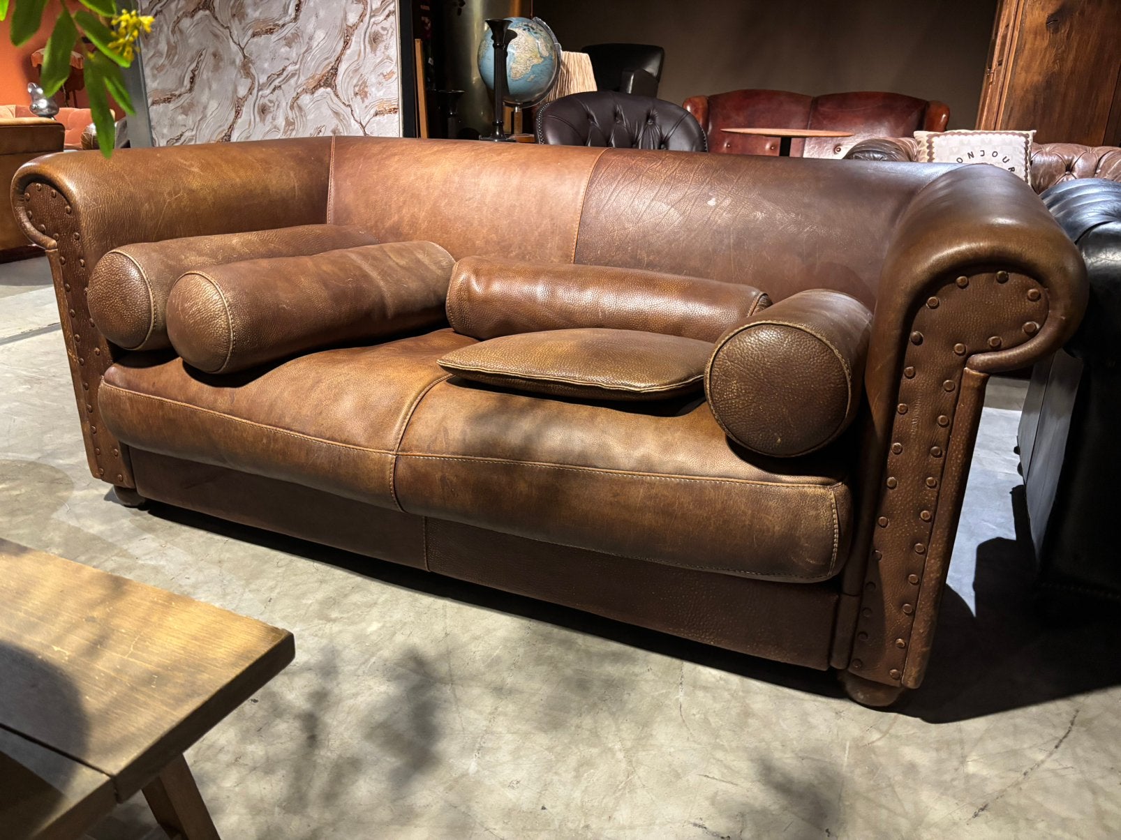 Italiaanse Baxter Alfred P. Leren Bank 1.95 breed, Huis en Inrichting, Ophalen, Italie, Gebruikt, 100 tot 125 cm