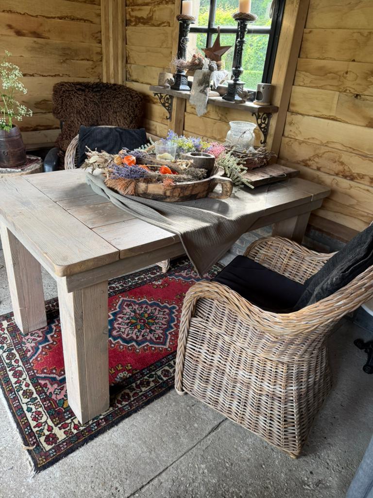 Mooie Steigerhouten eettafel - 148x88 cm, Ophalen, Gebruikt, 100 tot 150 cm, 50 tot 100 cm