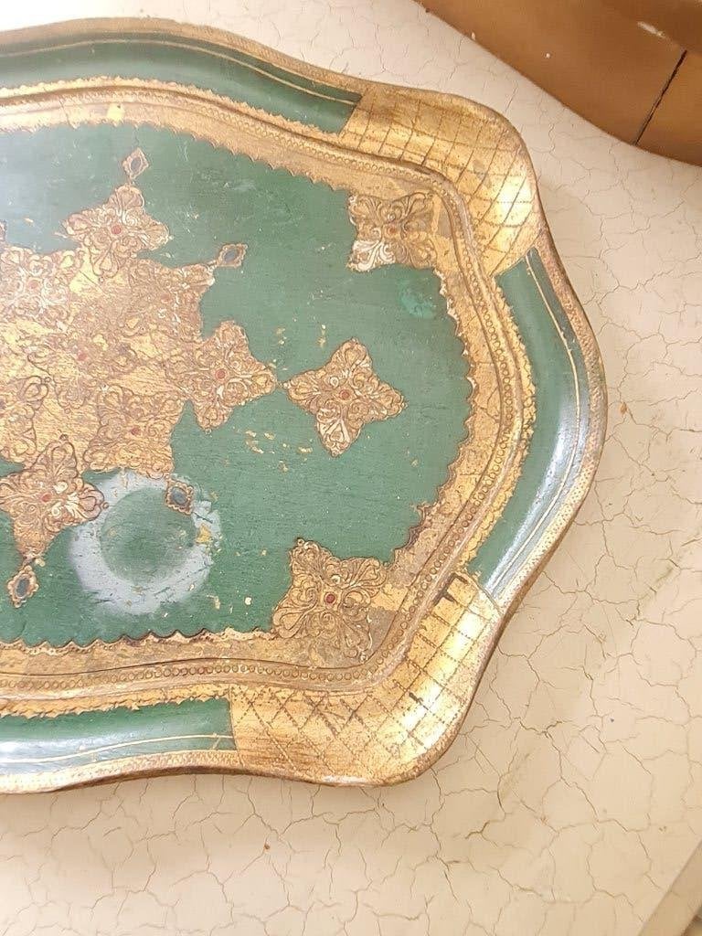 Florentijns houten dienblad, Huis en Inrichting, Woonaccessoires | Dienbladen, Heikant 21 Kaatsheuvel, Gebruikt, Belle Vieille Brocante