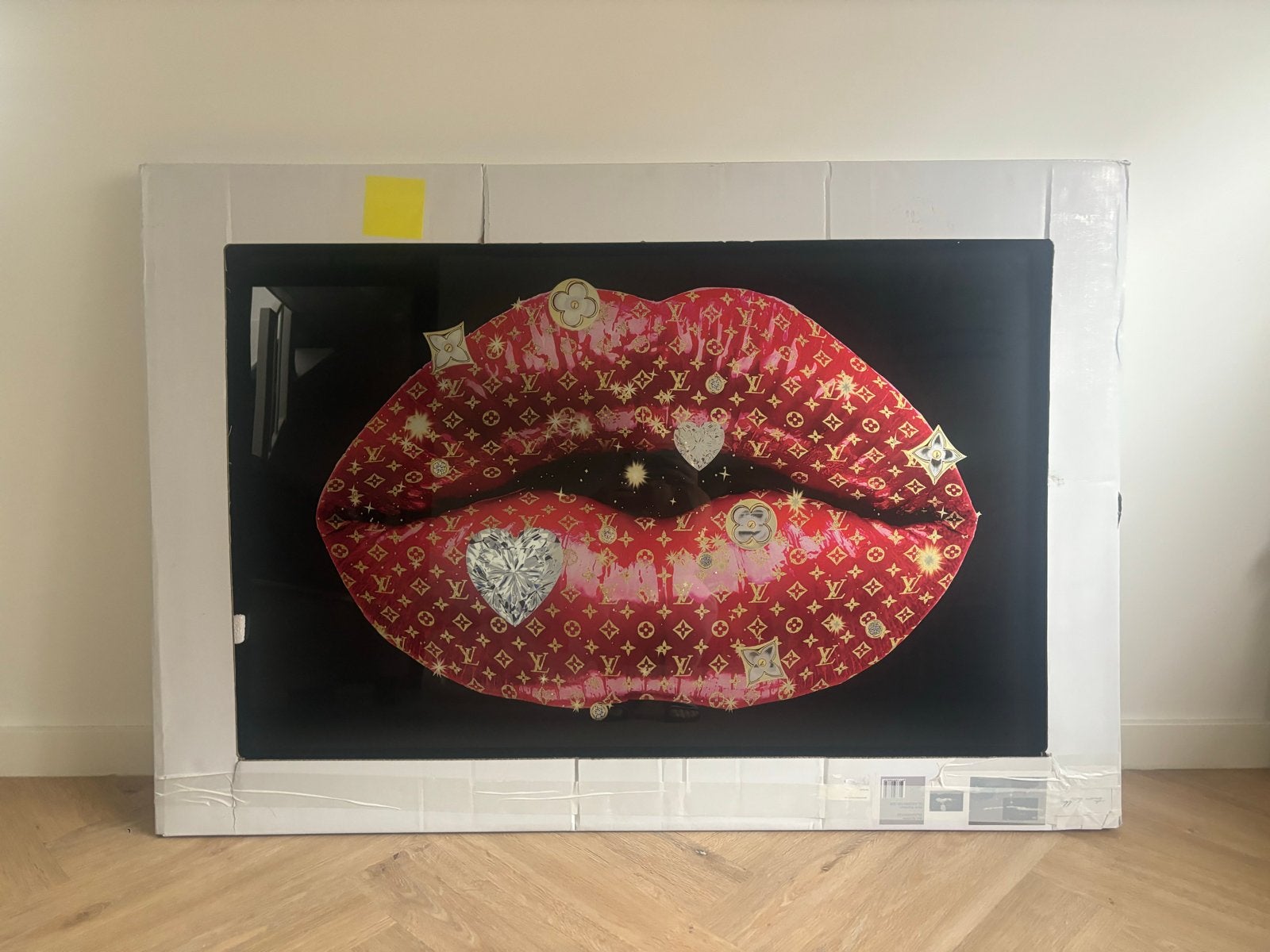 Glazen Schilderij Louis Vuitton Lippen 120x80cm, Ophalen of Verzenden, Zo goed als nieuw, Schilderij, 100 tot 125 cm