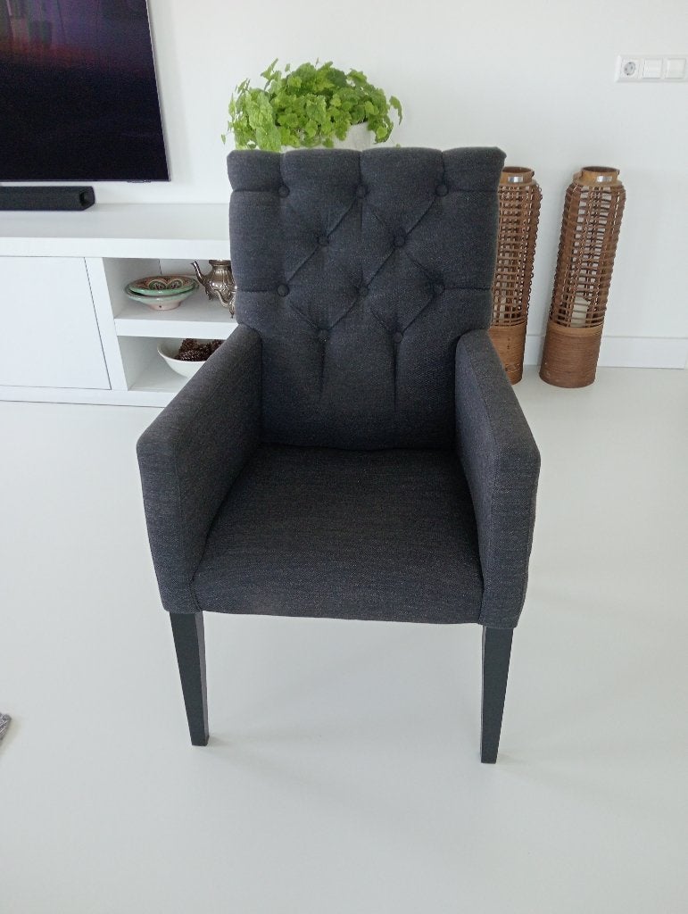 Eettafel stoel/Fauteuil zwart, Huis en Inrichting, Ophalen, Gebruikt, Minder dan 75 cm, Stof