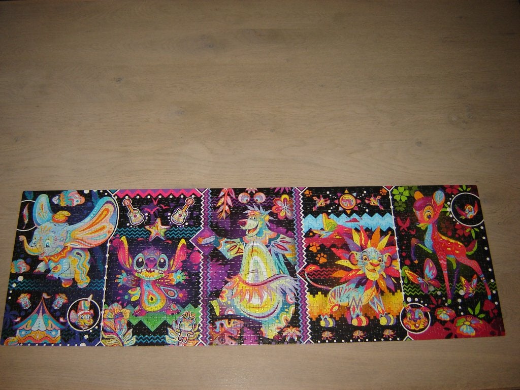 Puzzel Clementoni Panorama DISNEY JOYS NEON 1000 st., Ophalen of Verzenden, 500 t/m 1500 stukjes, Zo goed als nieuw, Legpuzzel