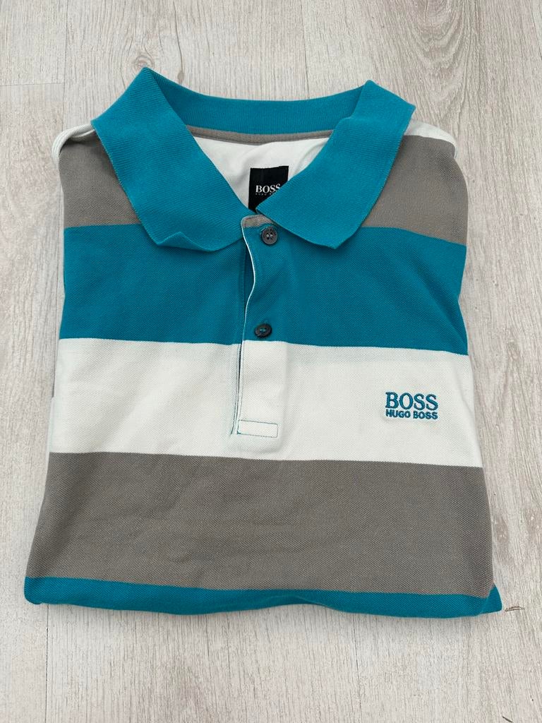BOSS Hugo Boss polo shirt gestreept, Ophalen of Verzenden, Gedragen, Overige maten, Blauw