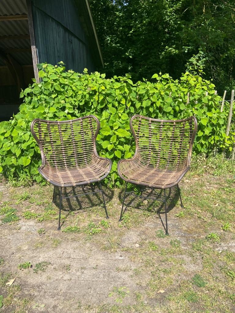 Twee rieten rotan tuinstoelen, Ophalen, Zo goed als nieuw, Rotan