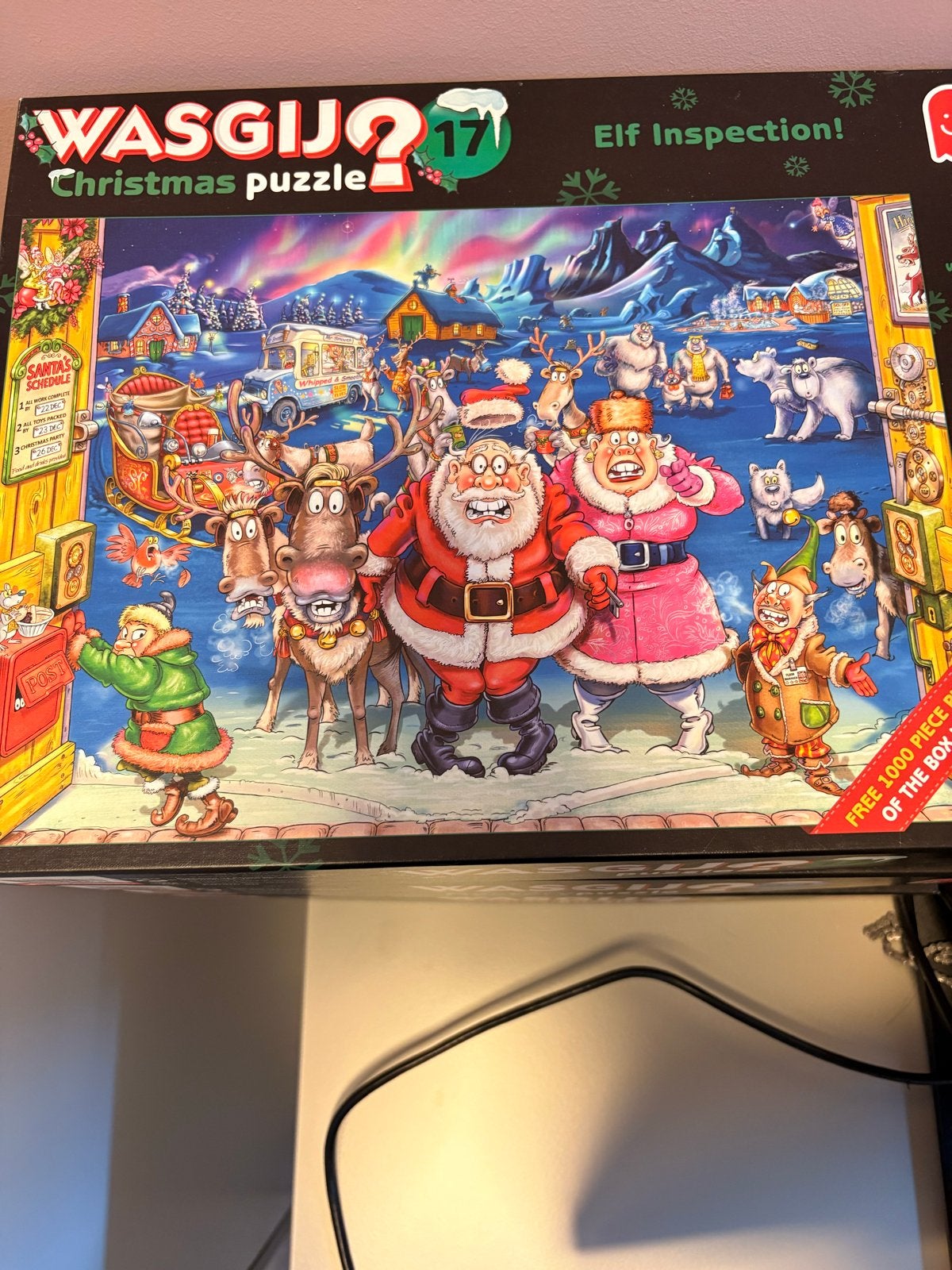 WASGIJ? 17 Christmas puzzle - Elf Inspection!, Ophalen, 500 t/m 1500 stukjes, Zo goed als nieuw, Legpuzzel