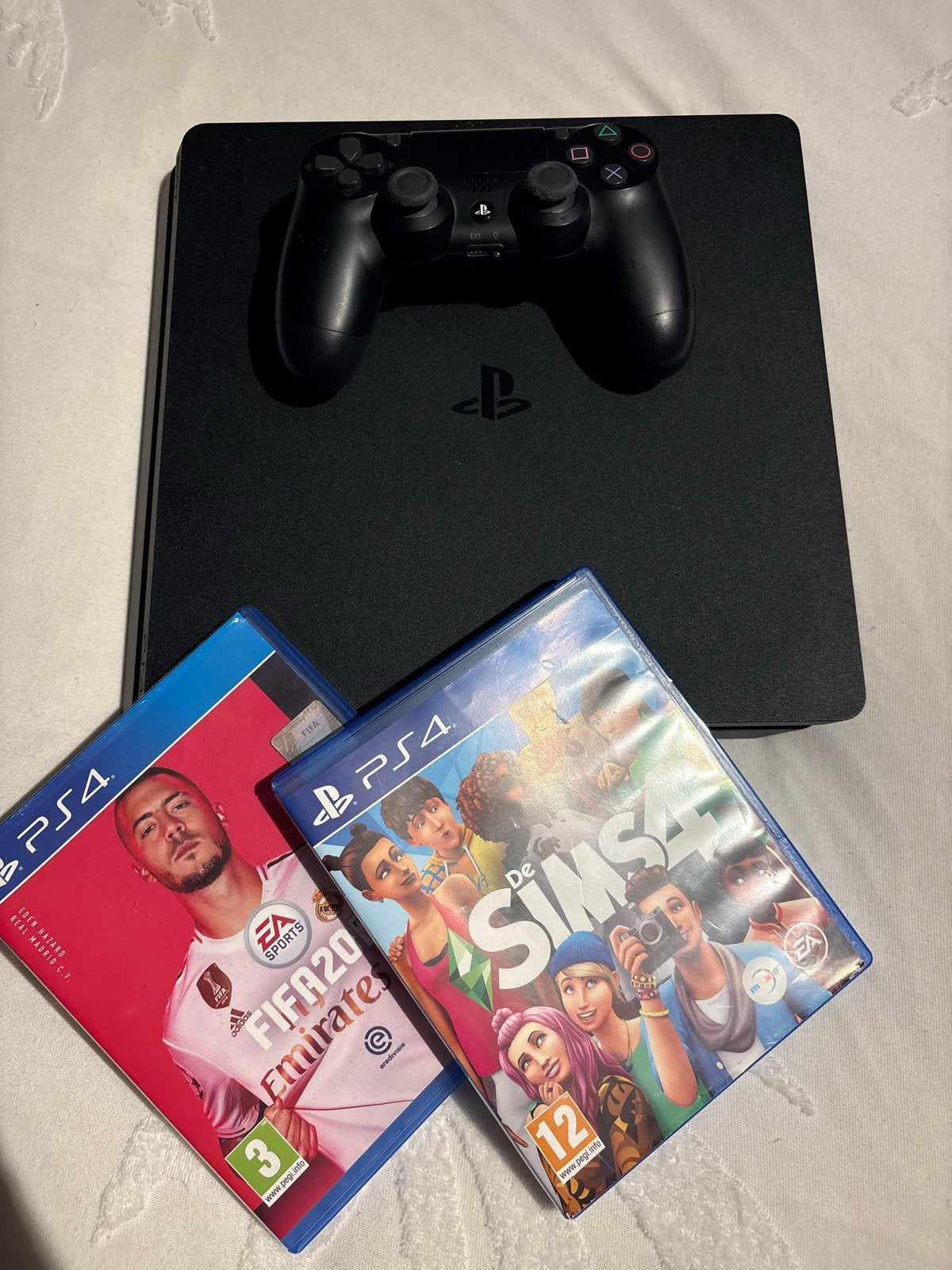 PS4 Slim met controller, FIFA 20 en De Sims 4, Ophalen, Met 1 controller, Slim, 500 GB