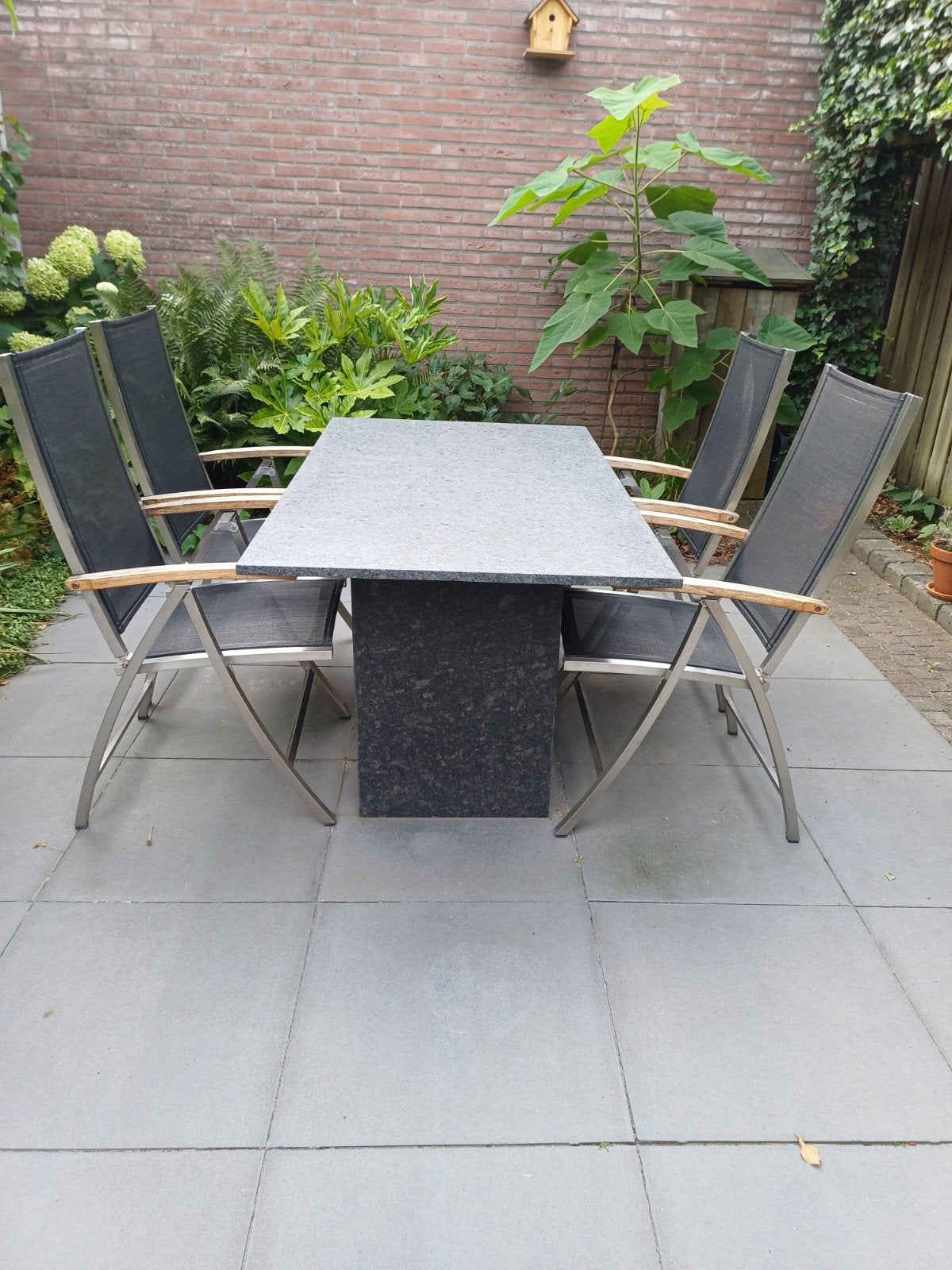 granieten tuintafel 160x90x74.5, Tuin en Terras, Ophalen, Zo goed als nieuw, Overige materialen, 6 zitplaatsen