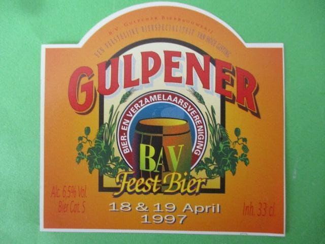 bieretiket Nederland 8-4 (E5) gulpener, Verzamelen, Biermerken, Ophalen of Verzenden, Nieuw, Overige typen, Overige merken