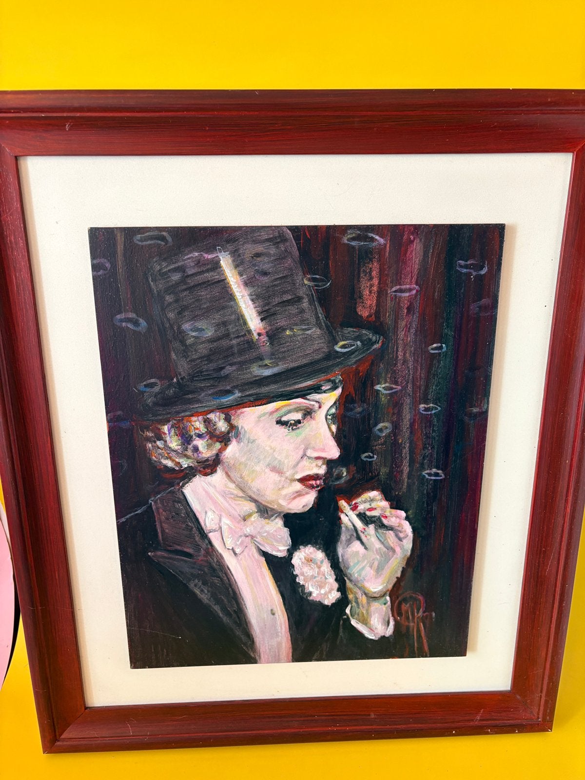 Origineel schilderij op paneel Marlene Dietrich portret, Antiek en Kunst, Kunst | Schilderijen | Klassiek, Portret of Personen