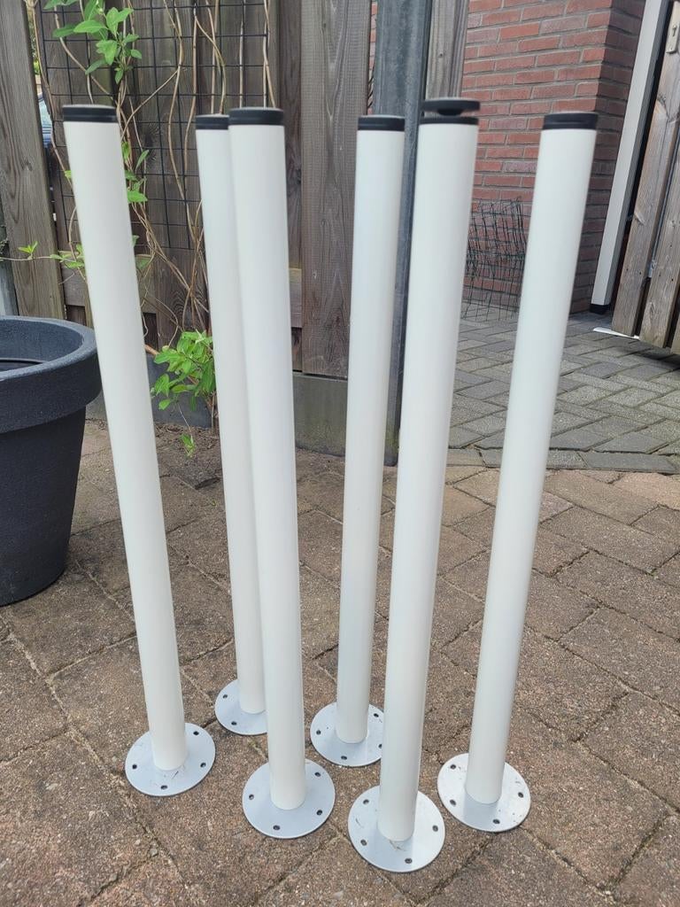 Set van 6 witte metalen tafelpootjes, Ophalen, Tafelpoot, Minder dan 50 cm, Gebruikt