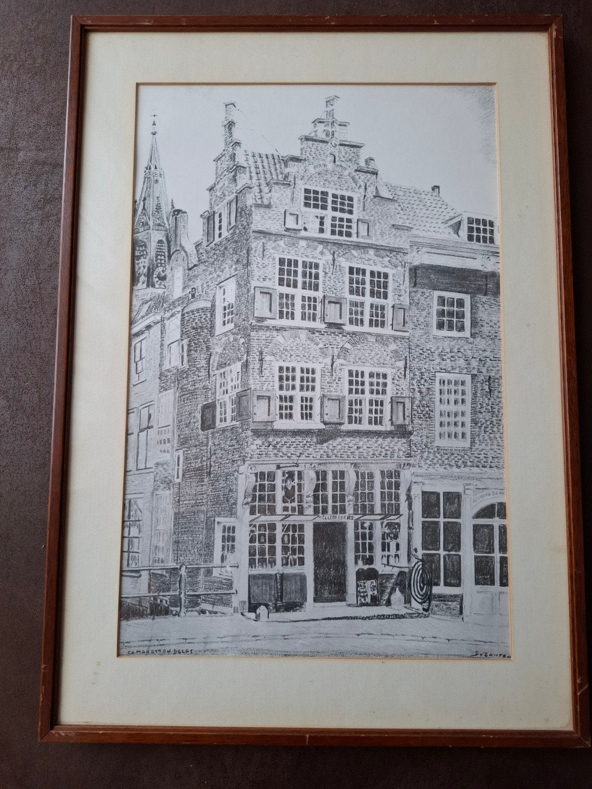 Potloodtekening van Camaretten Delft door D. van Zanten, Ophalen, Tekening, Potloodtekening, Ingelijst