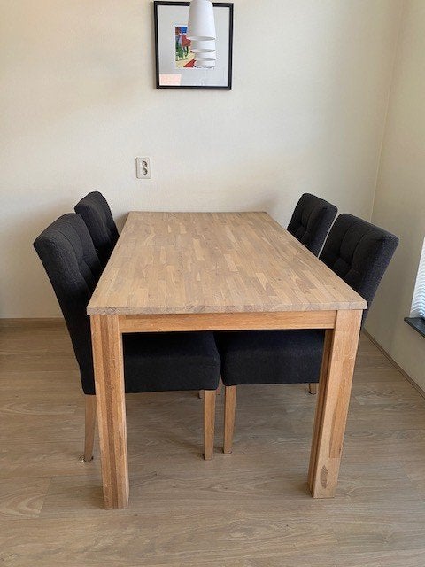 Woood eettafel met 4 stoelen, Ophalen, Gebruikt, 100 tot 150 cm, 50 tot 100 cm